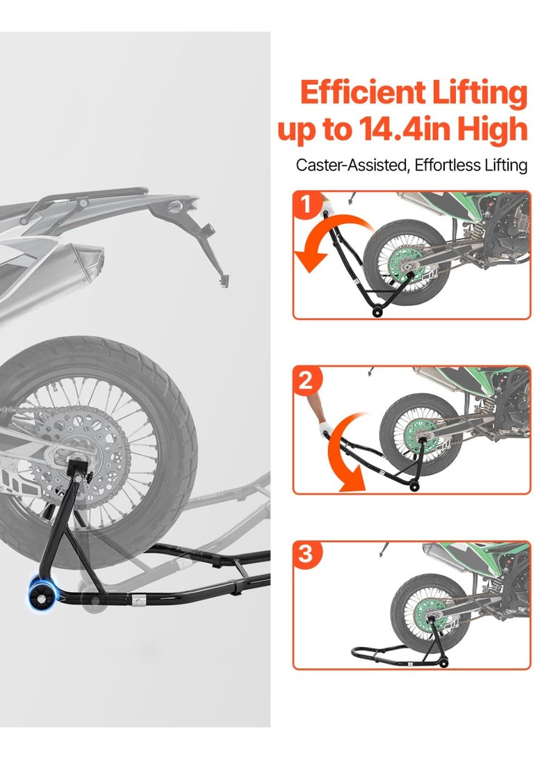 Heavy Duty Motorcycle Rear Wheel Paddock Stand - 850lbs (390kg) Capacity | Universal Lift Jack with U + L Fork Adapters | Fits Yamaha, Suzuki, Honda, Kawasaki | Black - Image 4